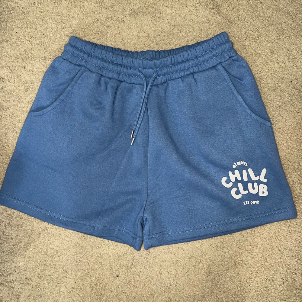 Pretty Little Thing Ink Chill Club Puff Print Drawstring Sweat Shorts - Picture 8 of 12
